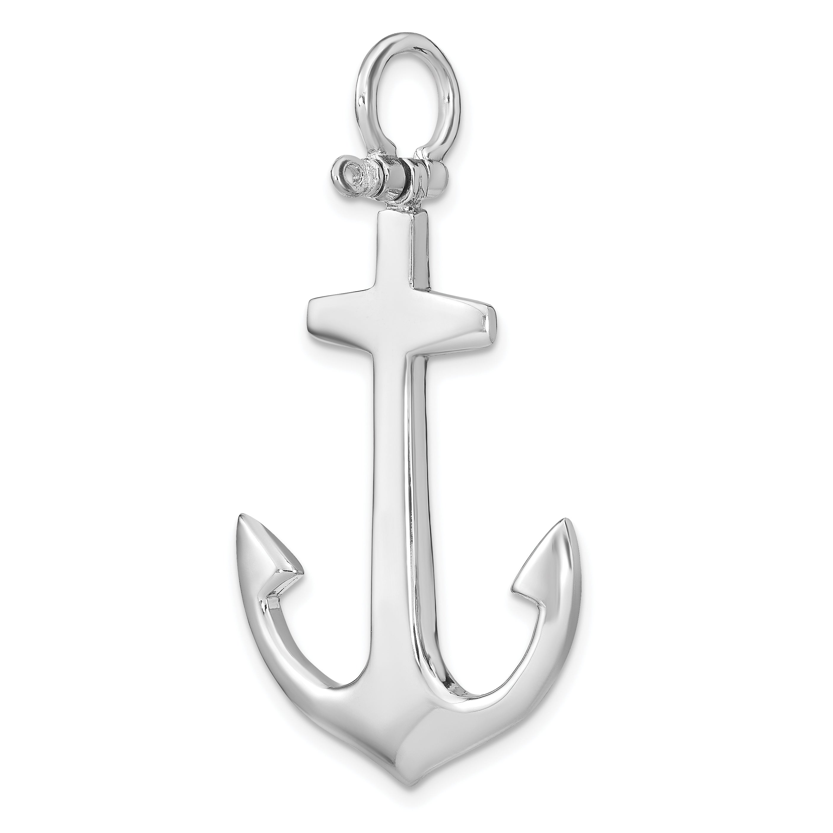 14K White Gold 3-D Polished Large Anchor Charm