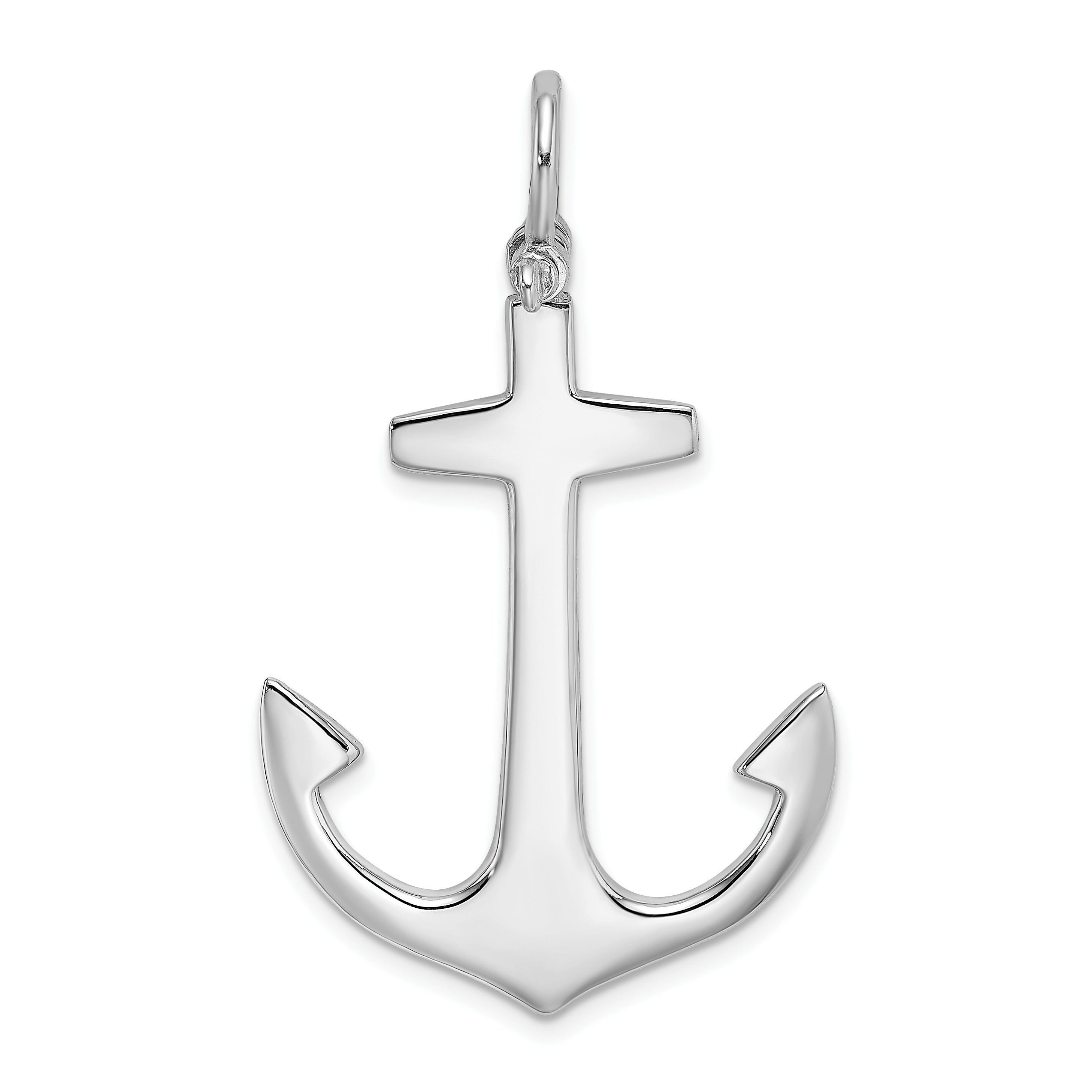 14K White Gold 3-D Polished Large Anchor Charm Main image
