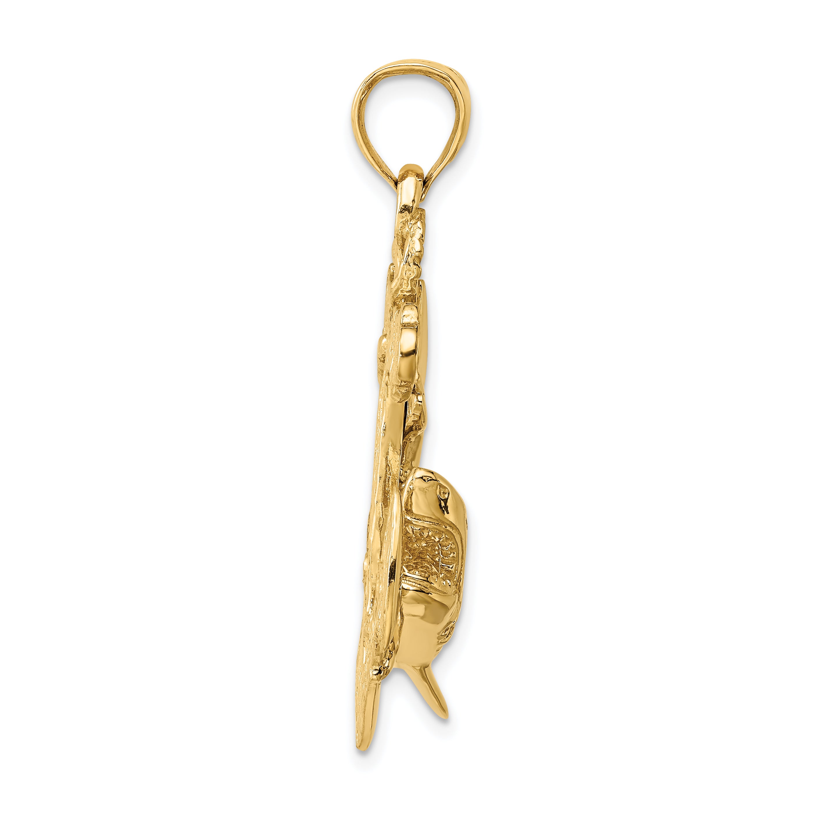 14K 2-D Anchor with Shark Charm Secondary image