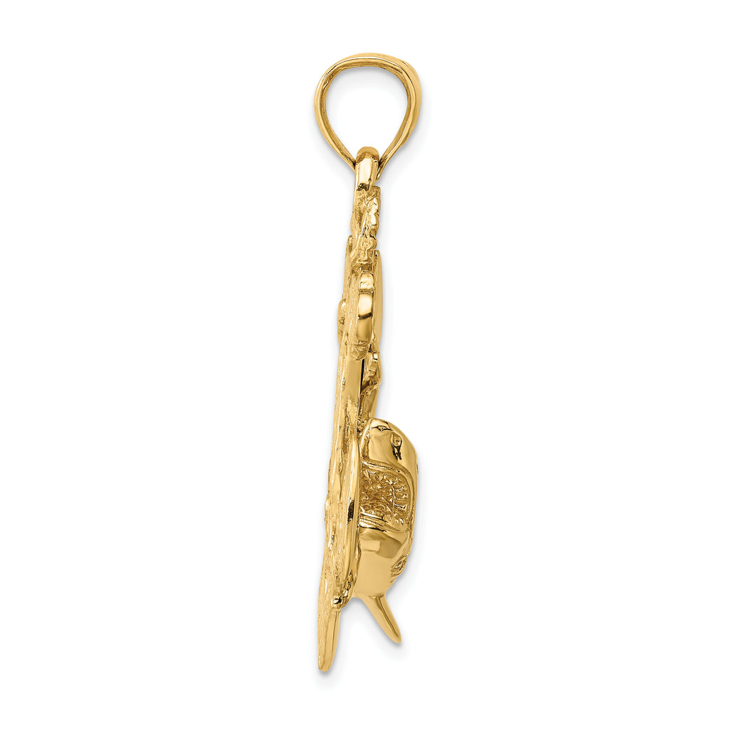 14K 2-D Anchor with Shark Charm