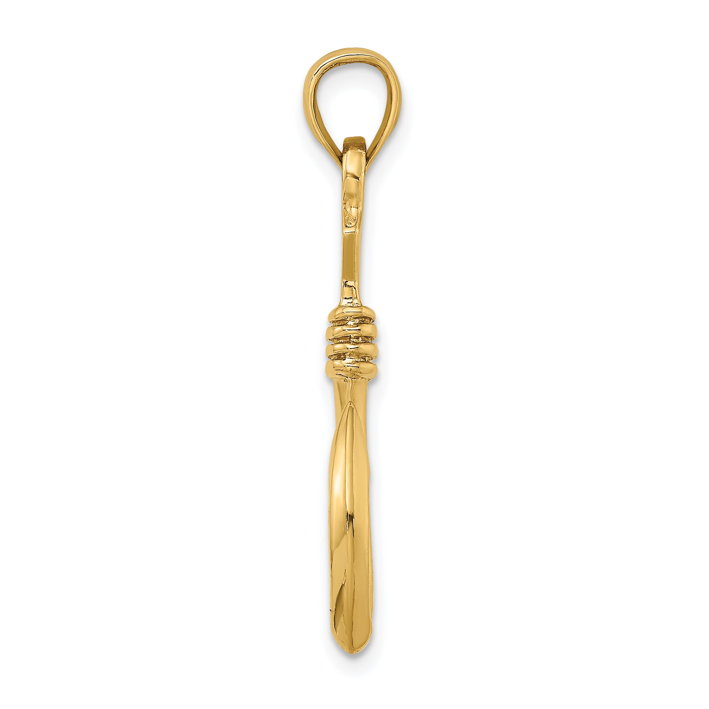 14K 3-D Large Fish Hook with Rope Charm