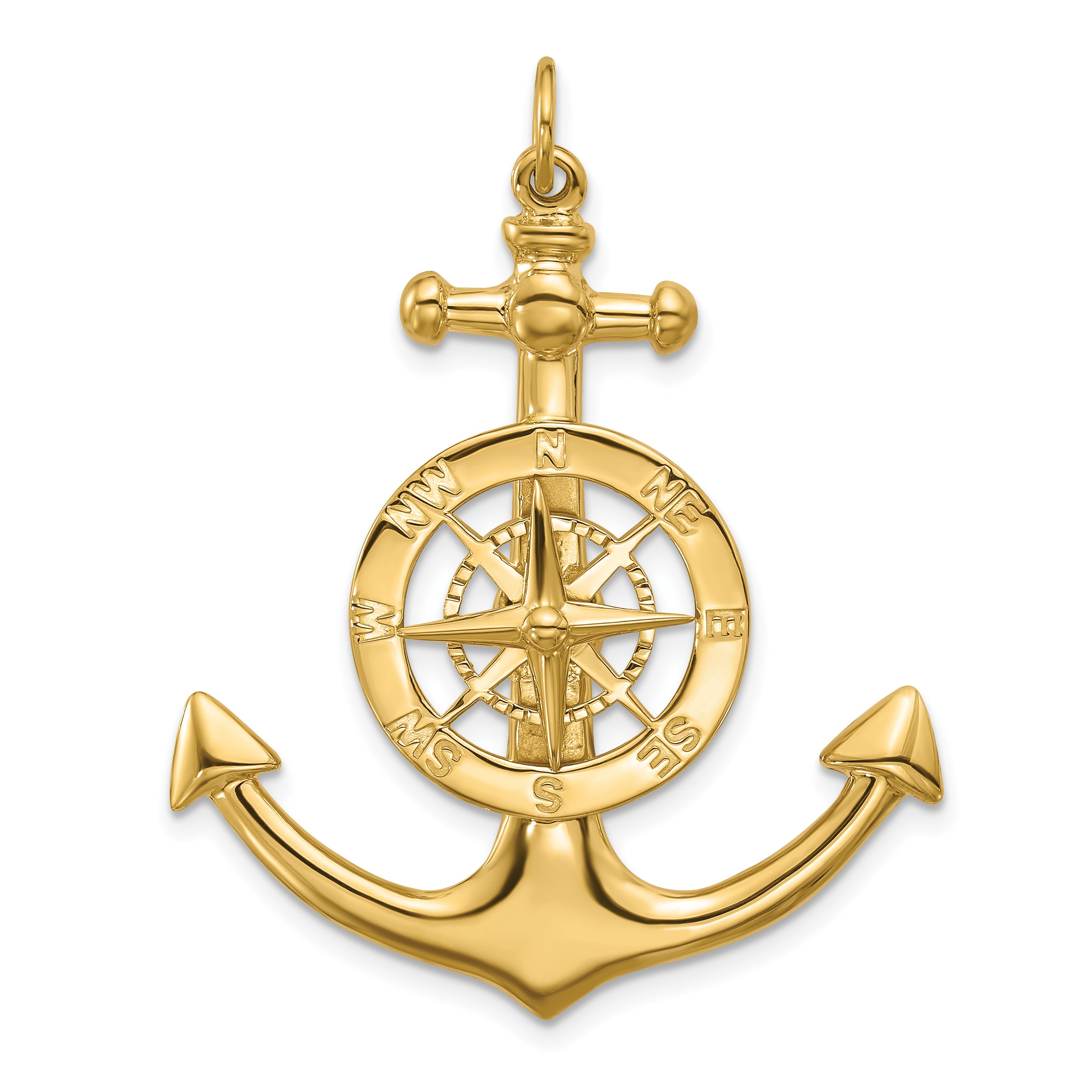 14K Large Anchor w/ Nautical Compass Charm Main image