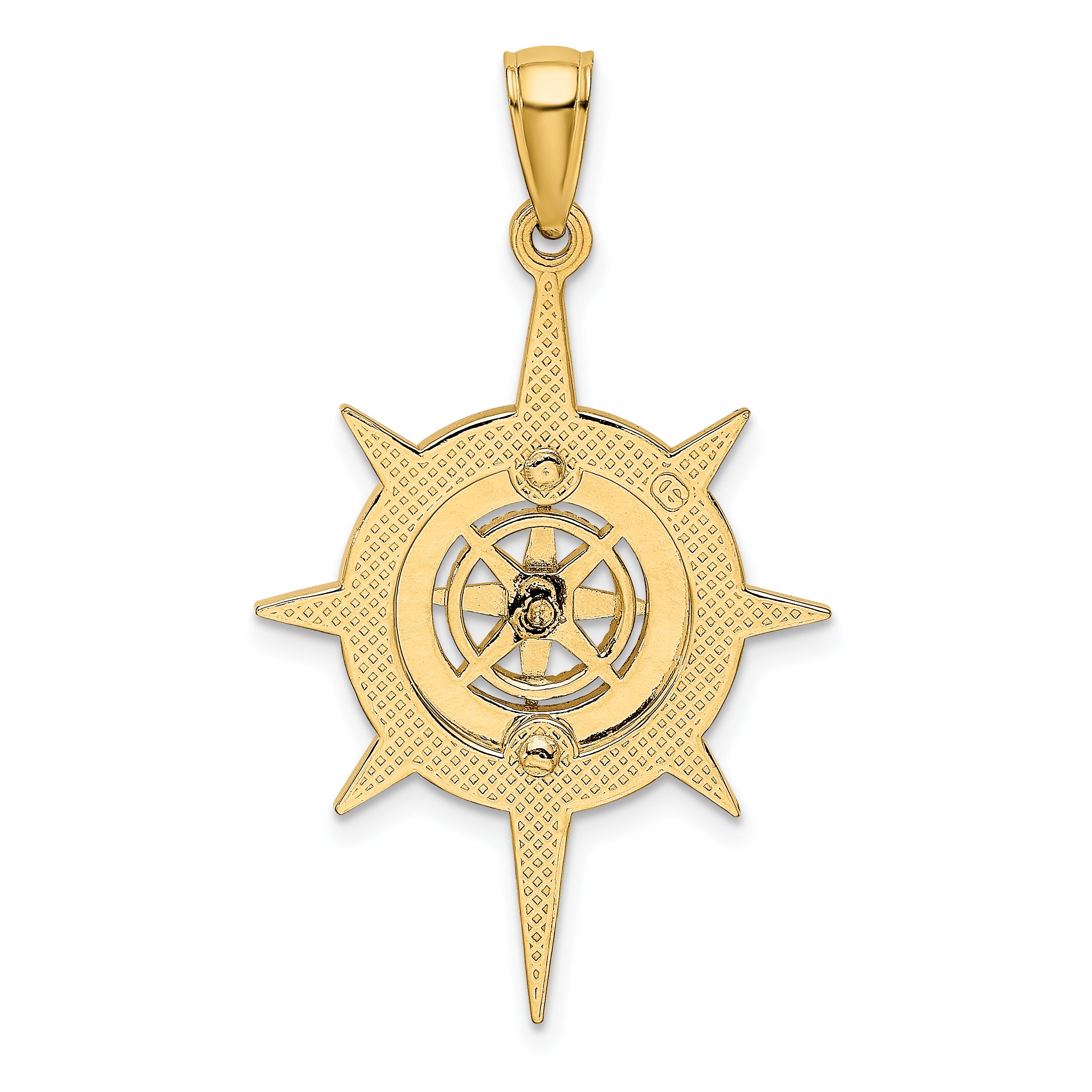 14K Star Frame w/ Nautical Compass Center Charm