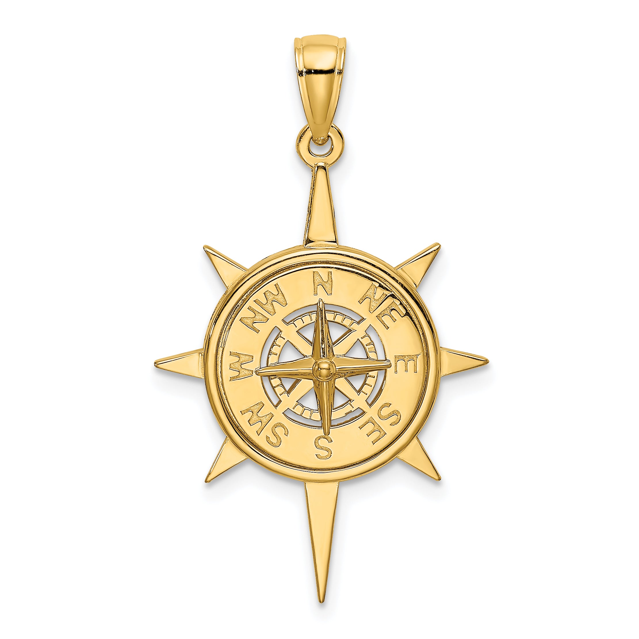 14K Star Frame w/ Nautical Compass Center Charm Main image