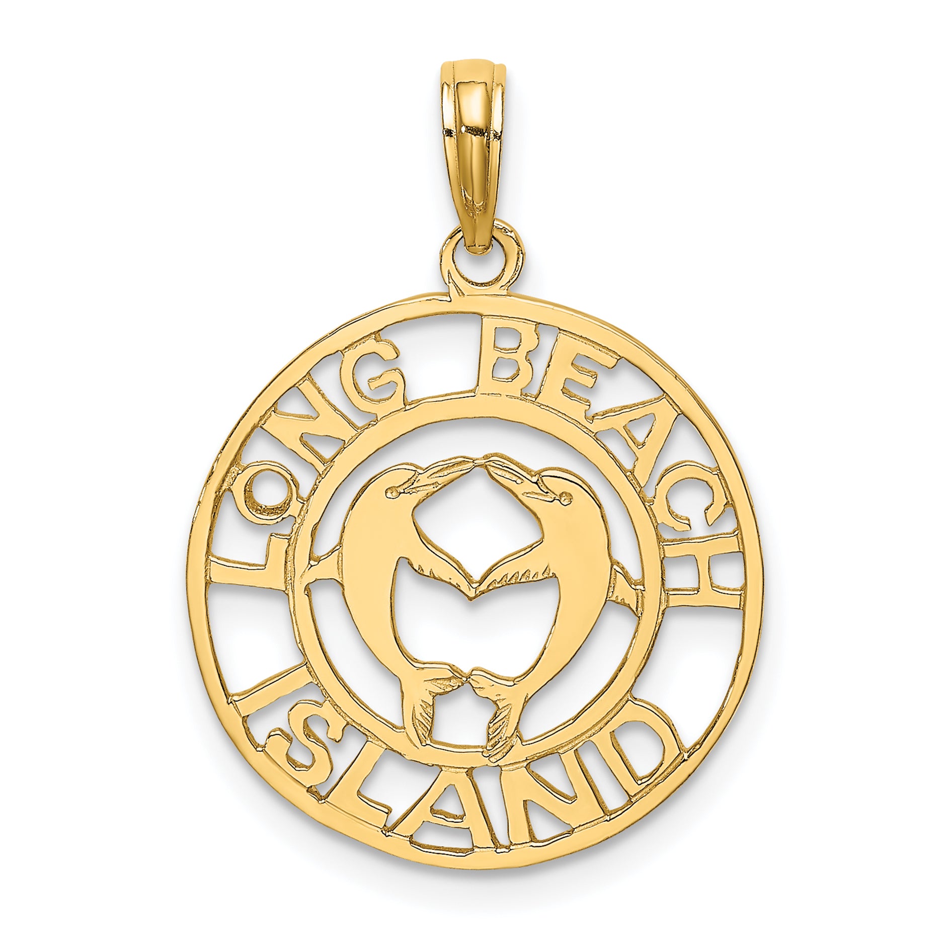 14K LONG BEACH ISLAND w/ Dolphins Charm Main image