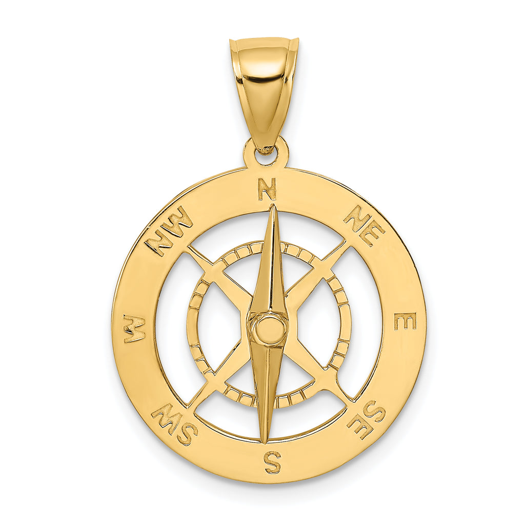 14K Nautical Compass with Moveable Needle Charm