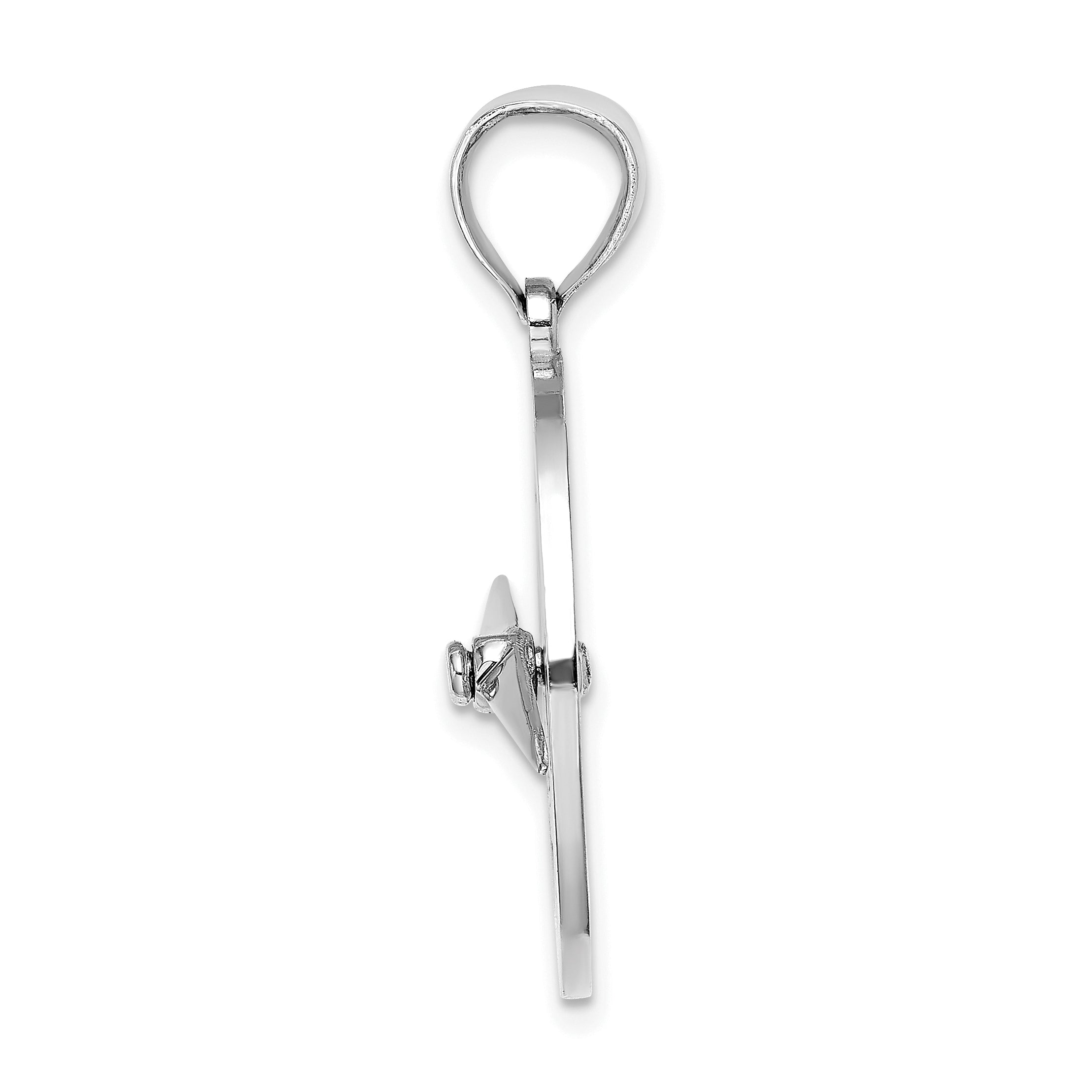 14K White Gold Nautical Compass W/Moveable Needle Charm Secondary image