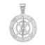 14K White Gold Nautical Compass W/Moveable Needle Charm