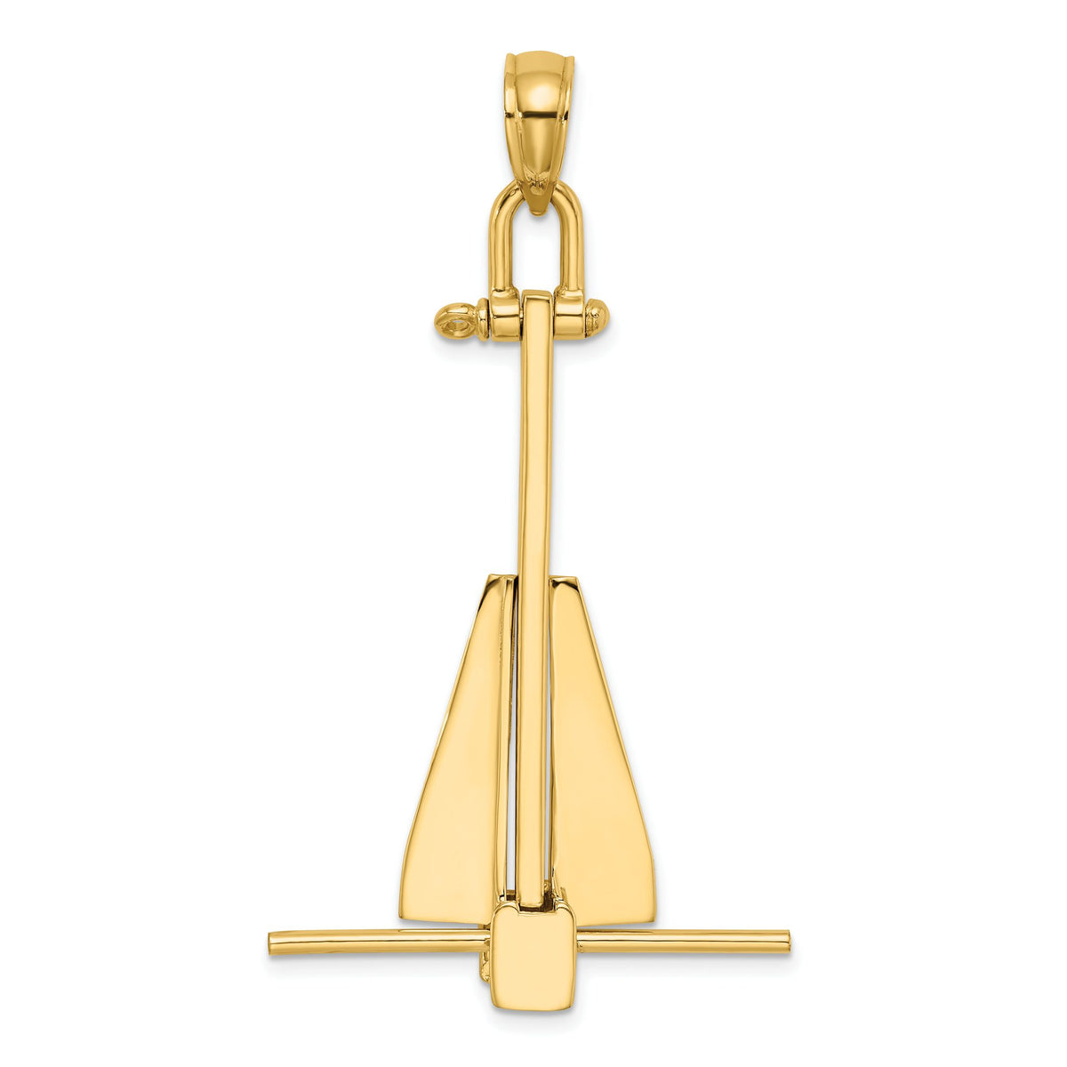 Large Anchor Pendant in 14K Yellow Gold with Moveable Fins, 61mm - Sophia Jewelers Main image