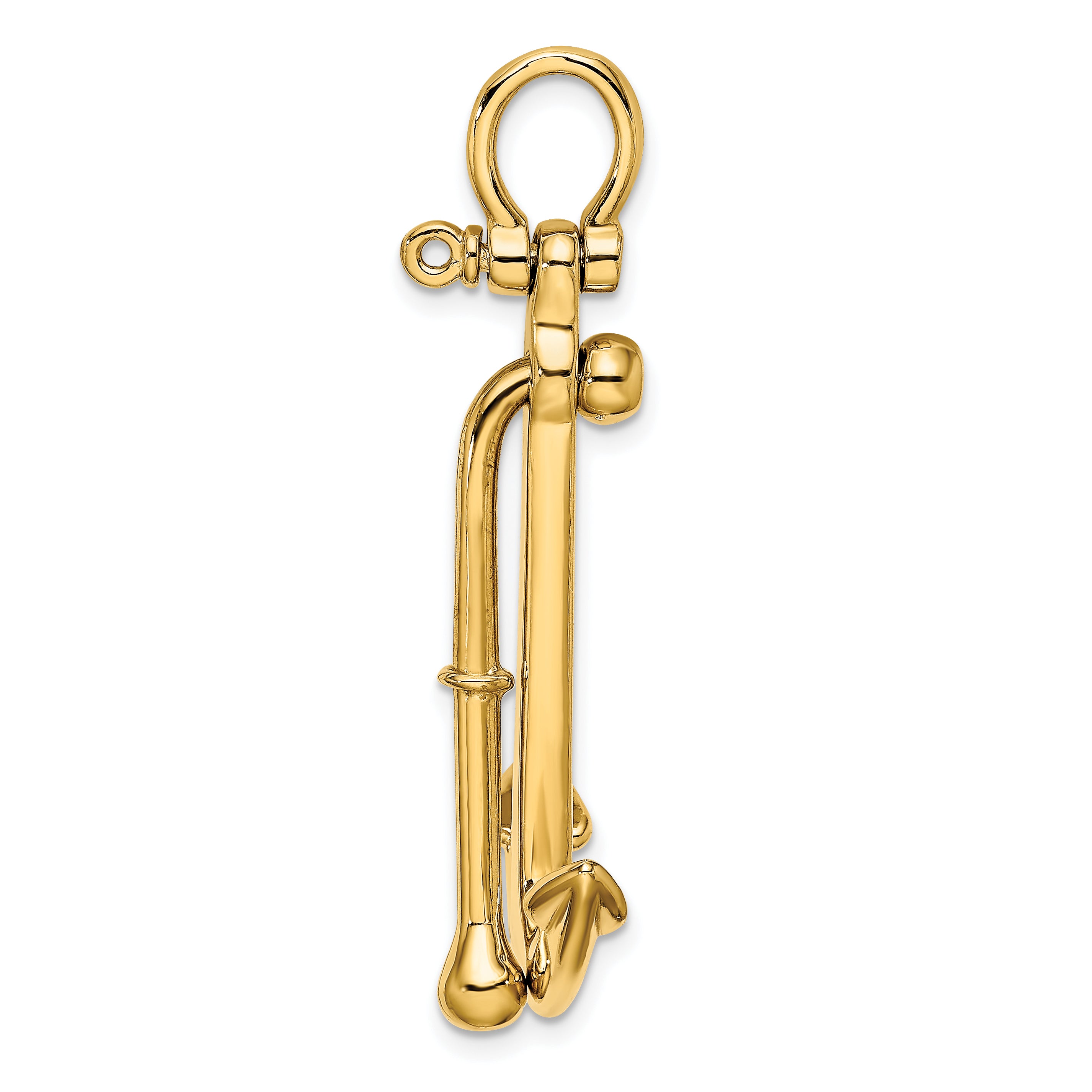 14K 3-D Polished Anchor 2 Piece and Moveable Charm Secondary image