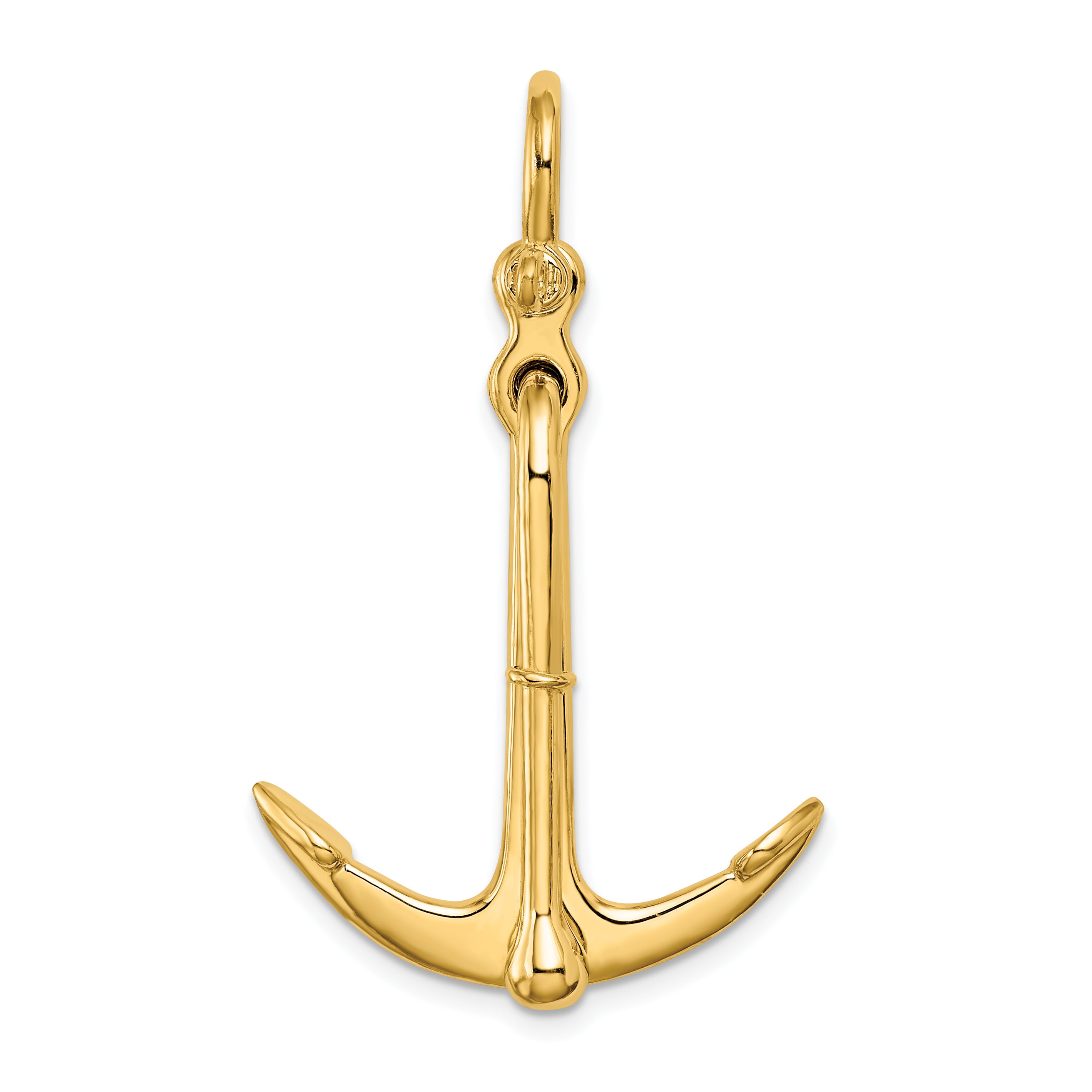 14K 3-D Polished Anchor 2 Piece and Moveable Charm Main image