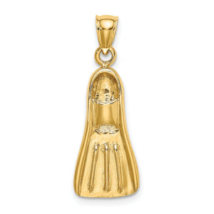 Scuba Flipper Charm in 14K Yellow Gold, 29mm - Sophia Jewelers
