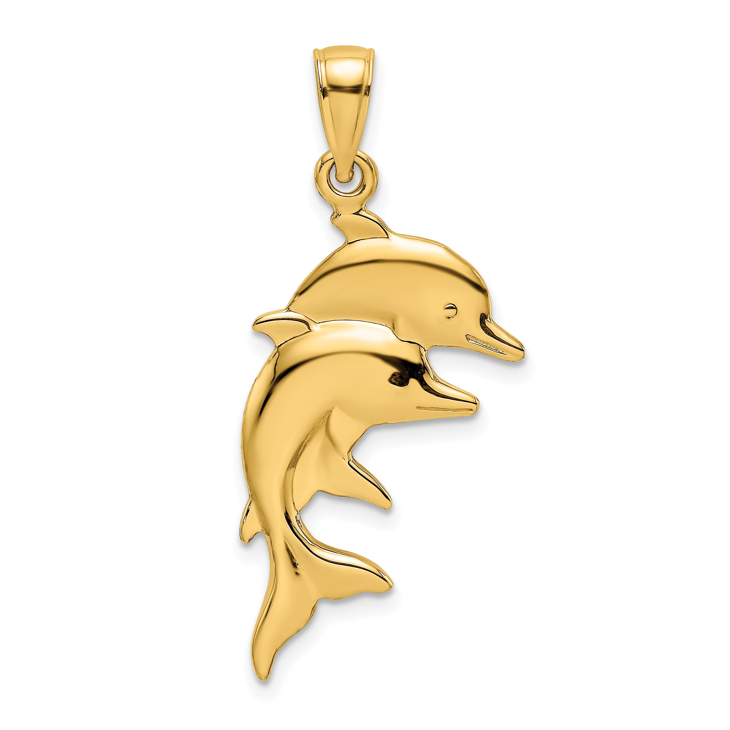 14K 2-D Polished Double Dolphins Charm Main image