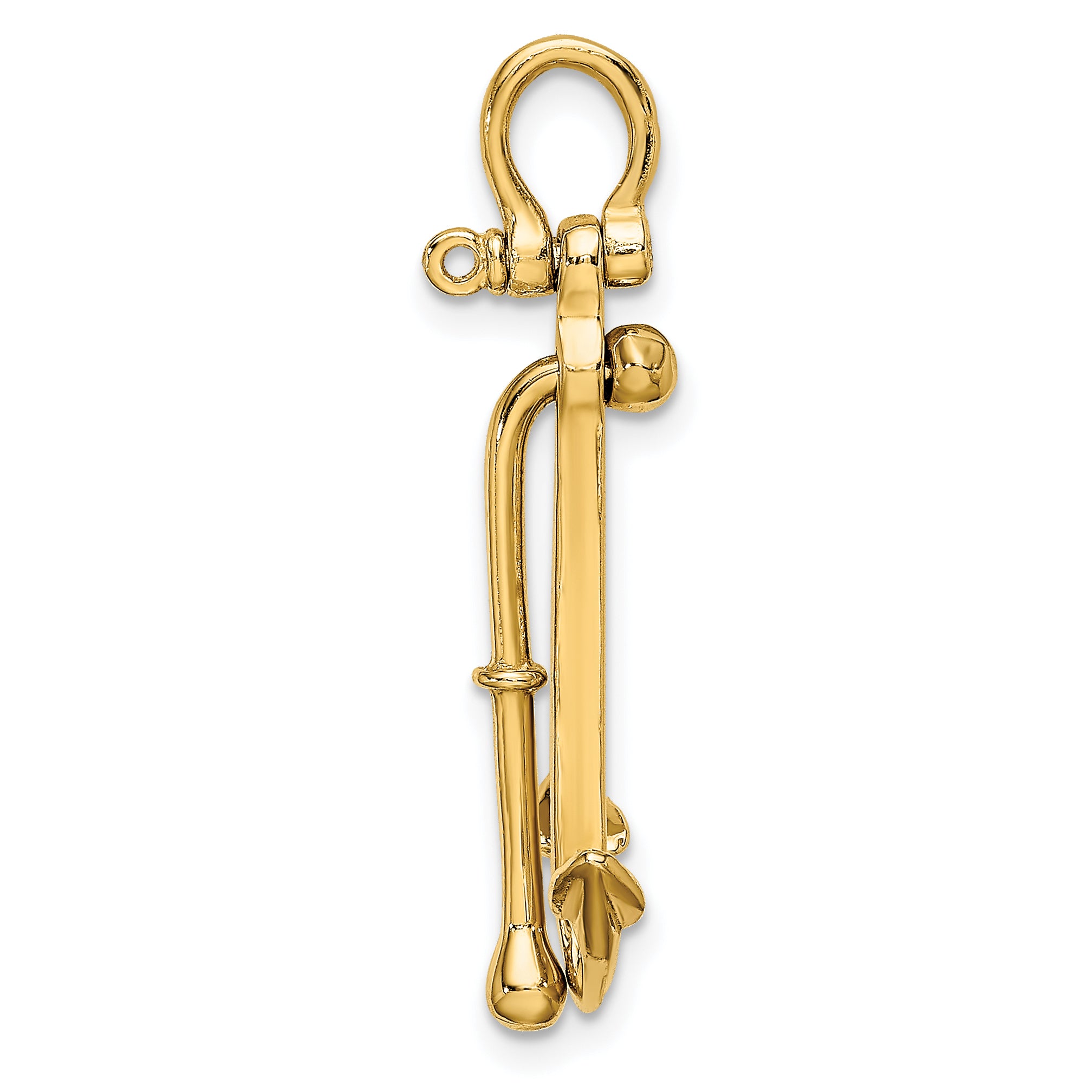 14K 3-D Polished Anchor 2 Piece and Moveable Charm