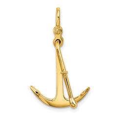 14K 3-D Polished Anchor 2 Piece and Moveable Charm