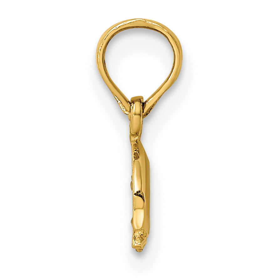 14K 2-D Mini Double Dolphins Swimming Charm