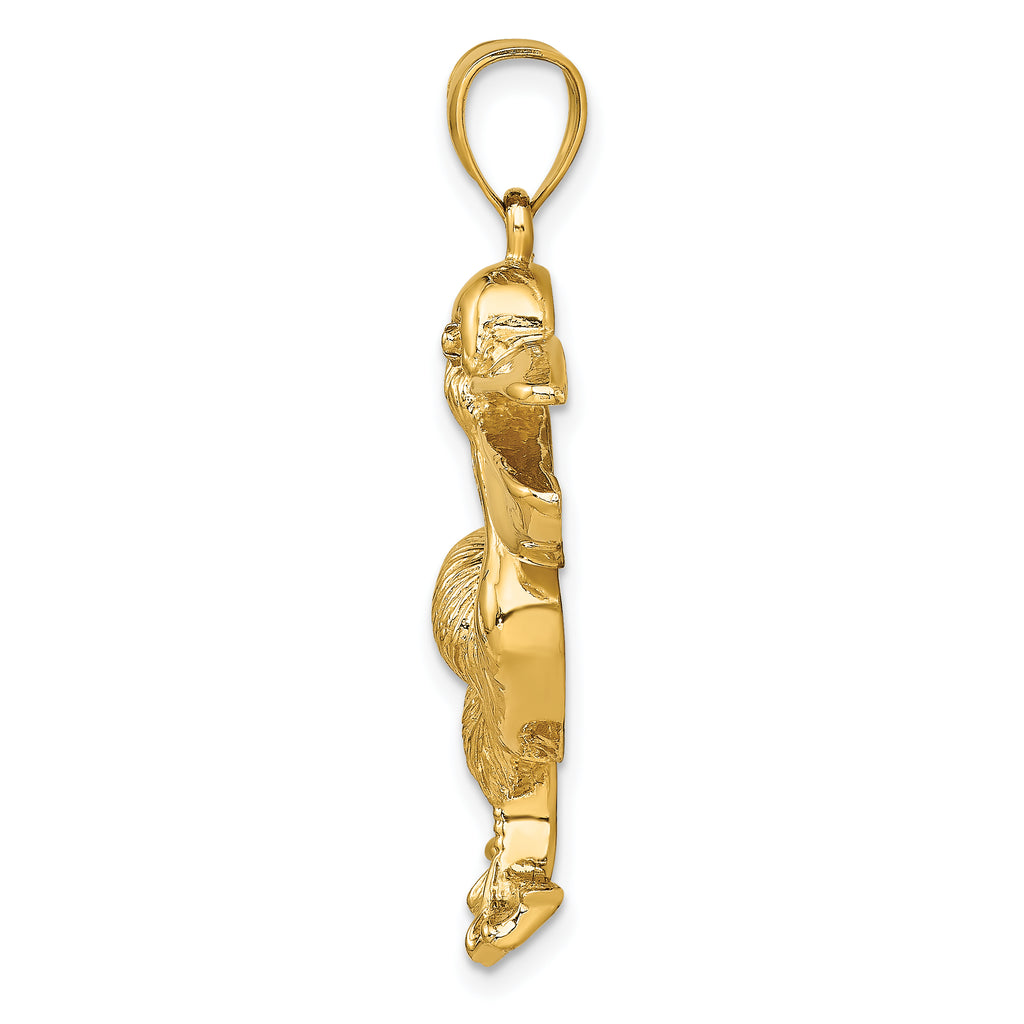 14K Textured Pelican Charm