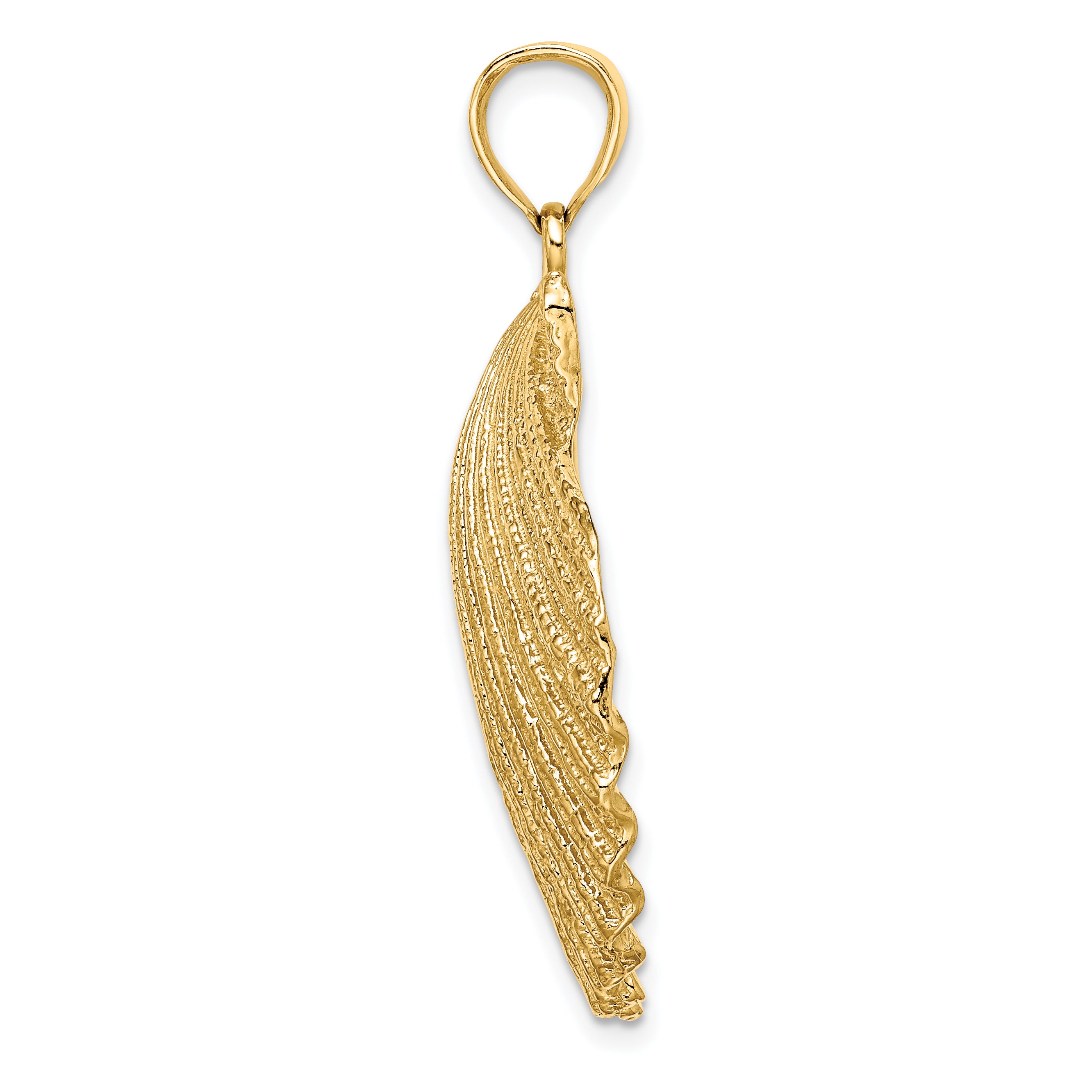 14K Textured Scallop Shell Charm