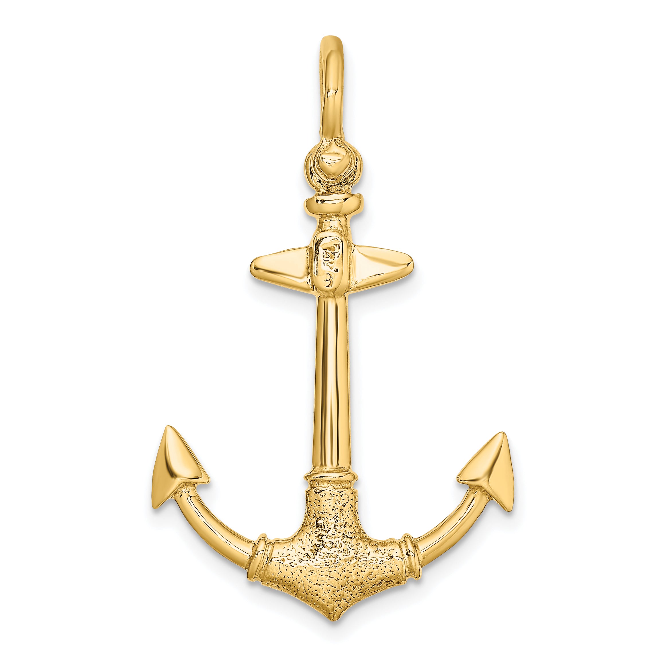 14K 3-D Texture Anchor Charm