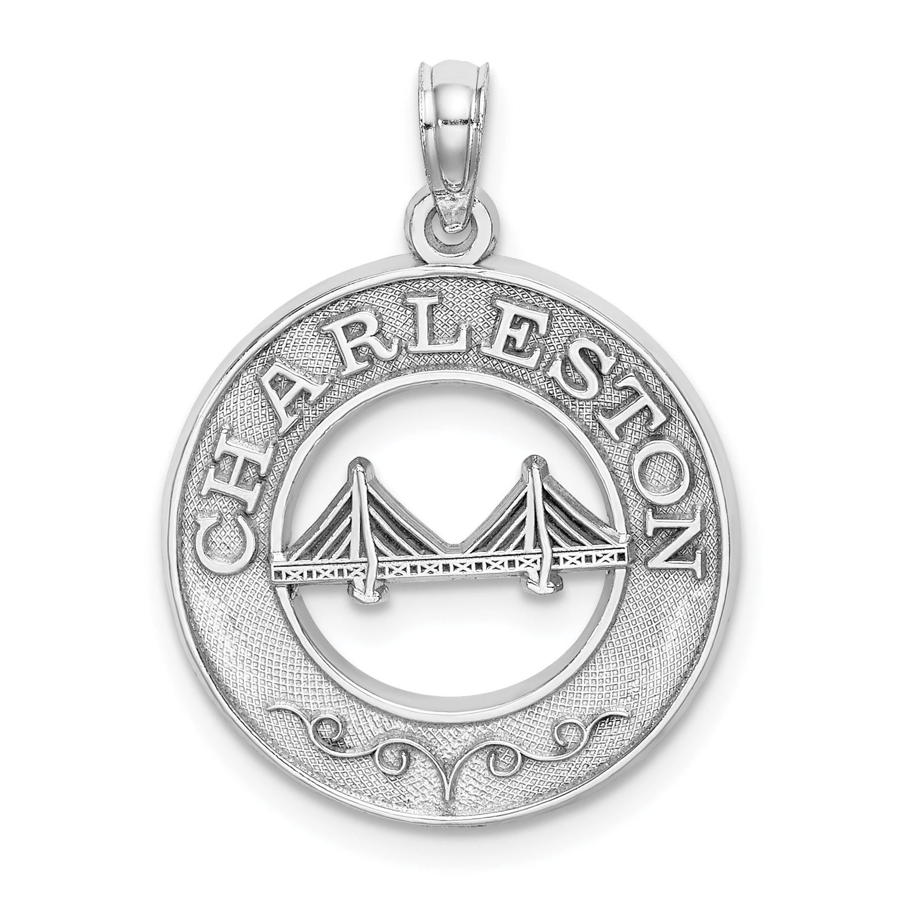 14K White Gold CHARLESTON Bridge Charm Main image