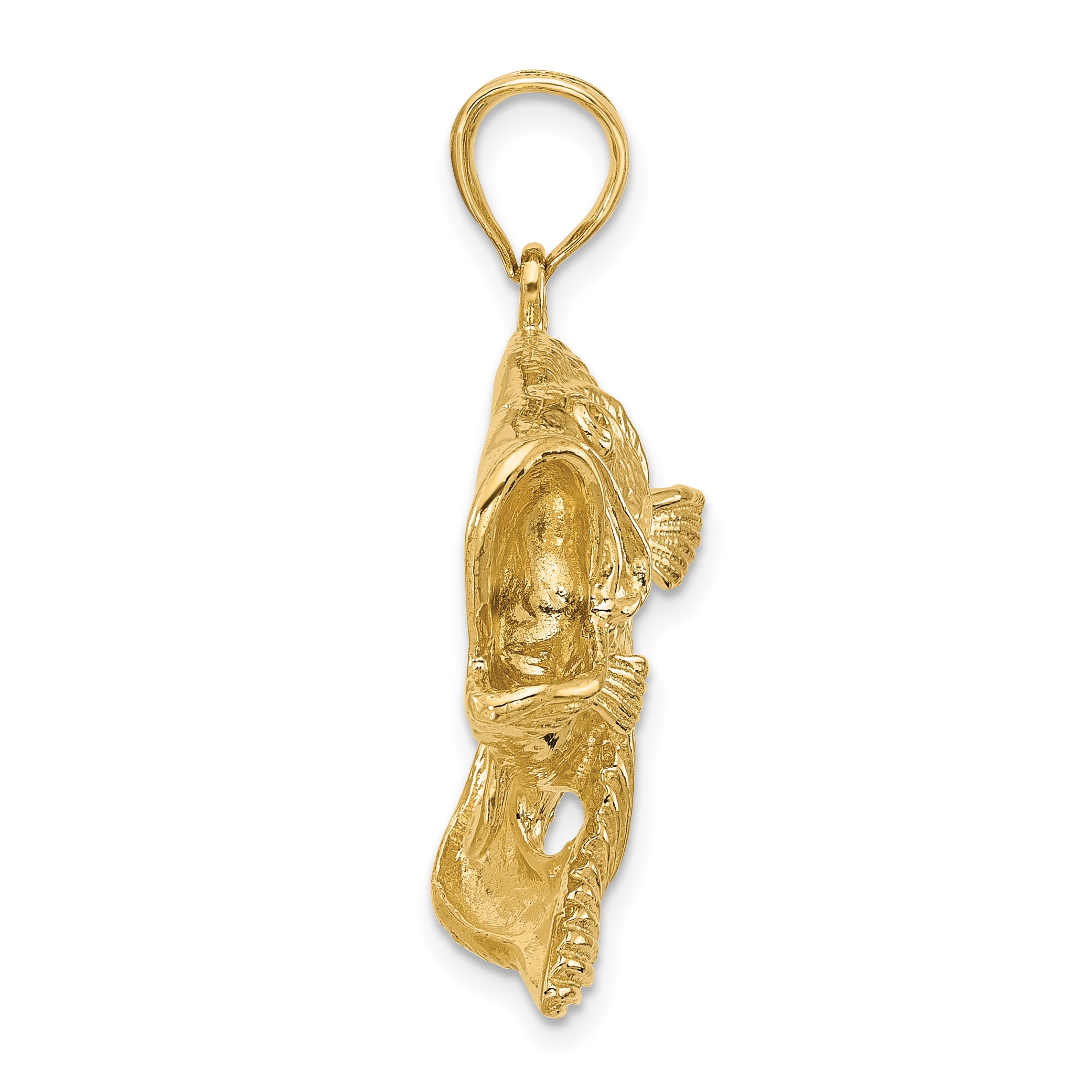 14K 2-D Bass Fish Jumping Charm Secondary image