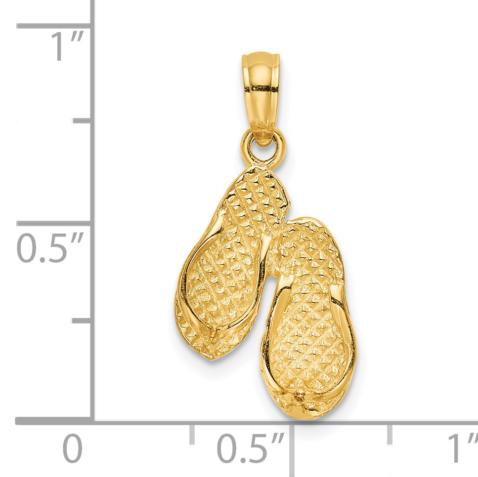 14K  3D OCEAN CITY Double Flip-flop Charm