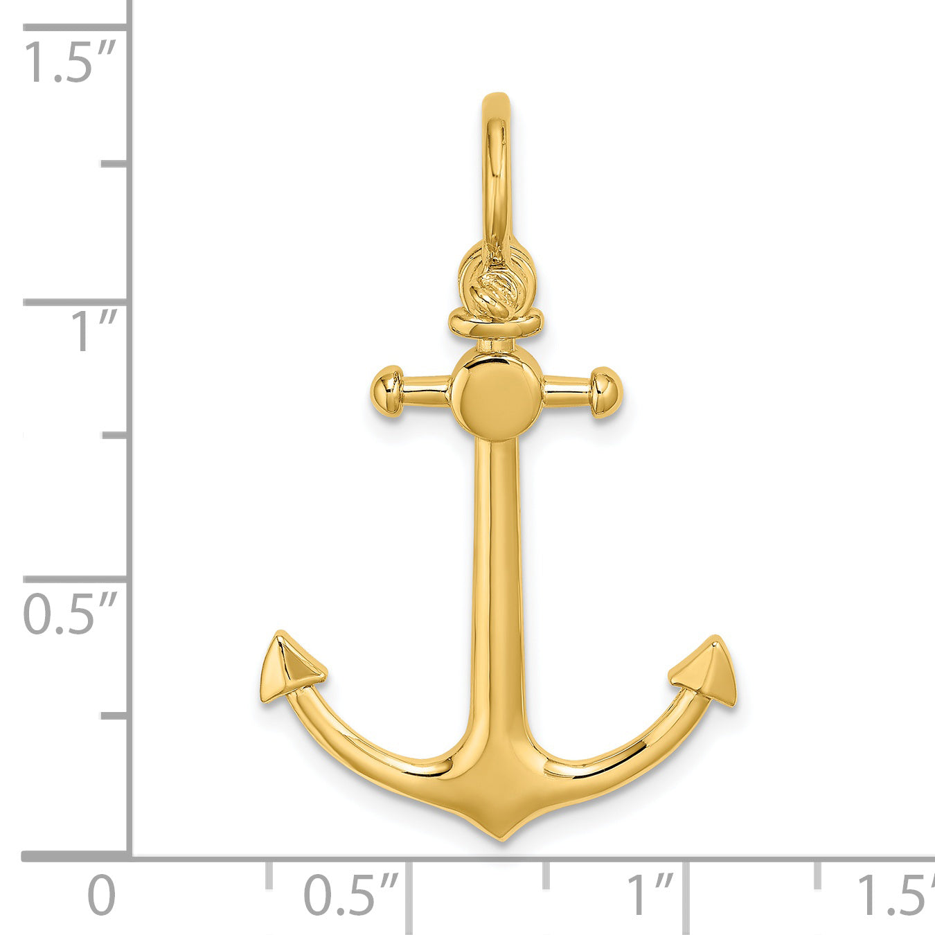 14K 3-D Small Anchor w/ Shackle Bail Charm