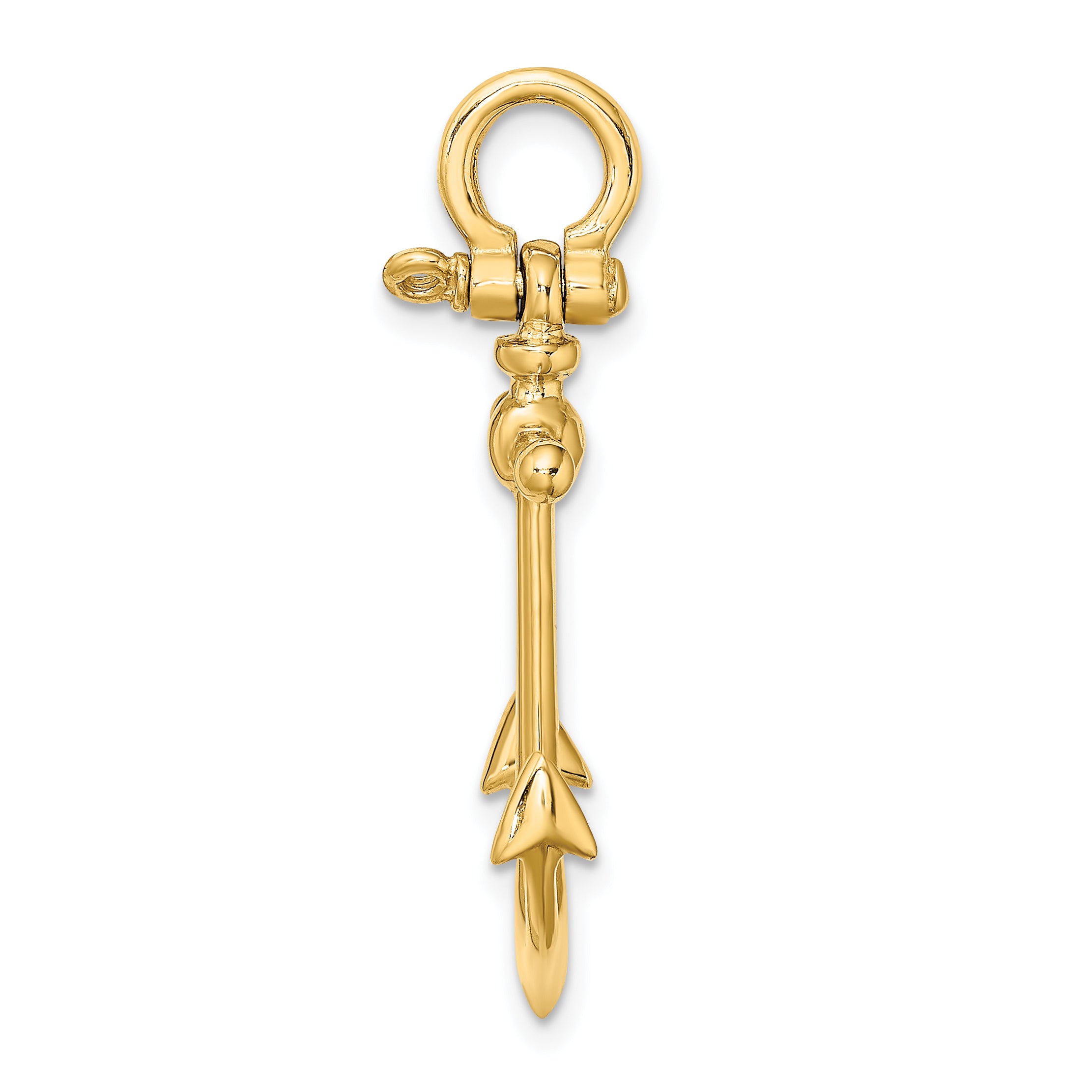 14K 3-D Anchor w/ Shackle Bail Charm