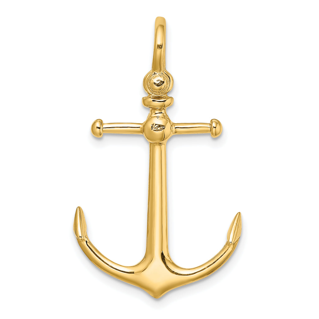 14K 3-D Anchor w/ Shackle Bail Charm