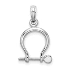 14K White Gold 3-D Small Shackle Link Screw Charm