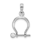 14K White Gold 3-D Small Shackle Link Screw Charm