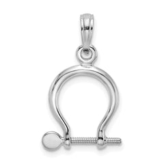 14K White Gold 3-D Small Shackle Link Screw Charm