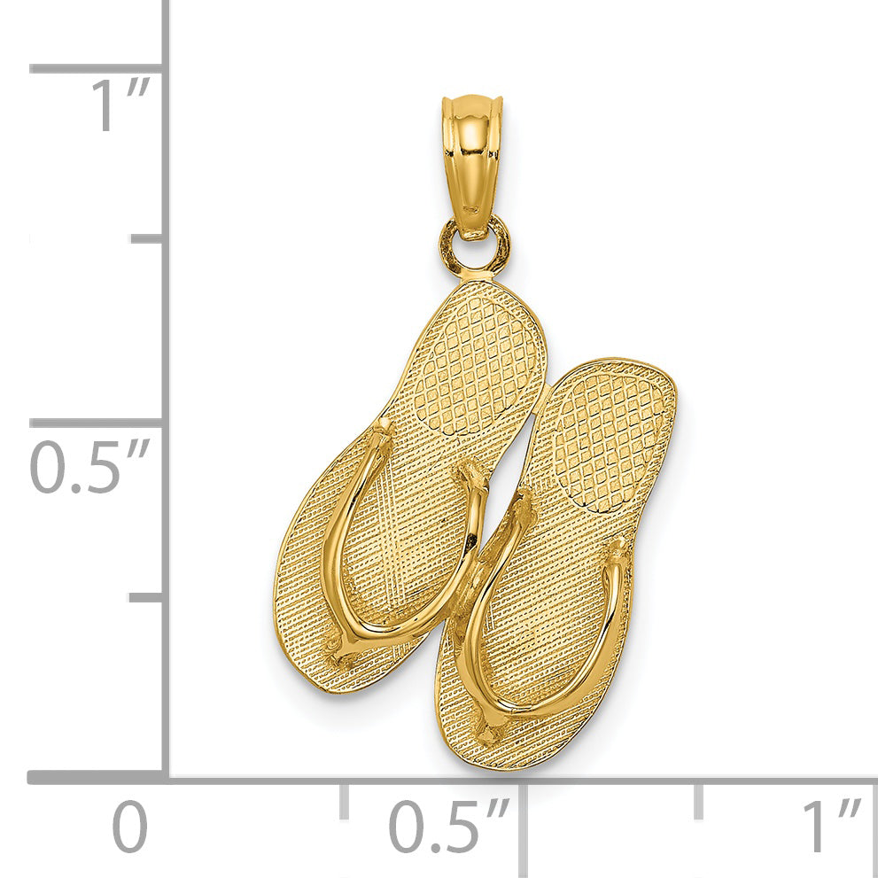 14K Polished Large MARCO ISLAND Double Flip-Flop Charm