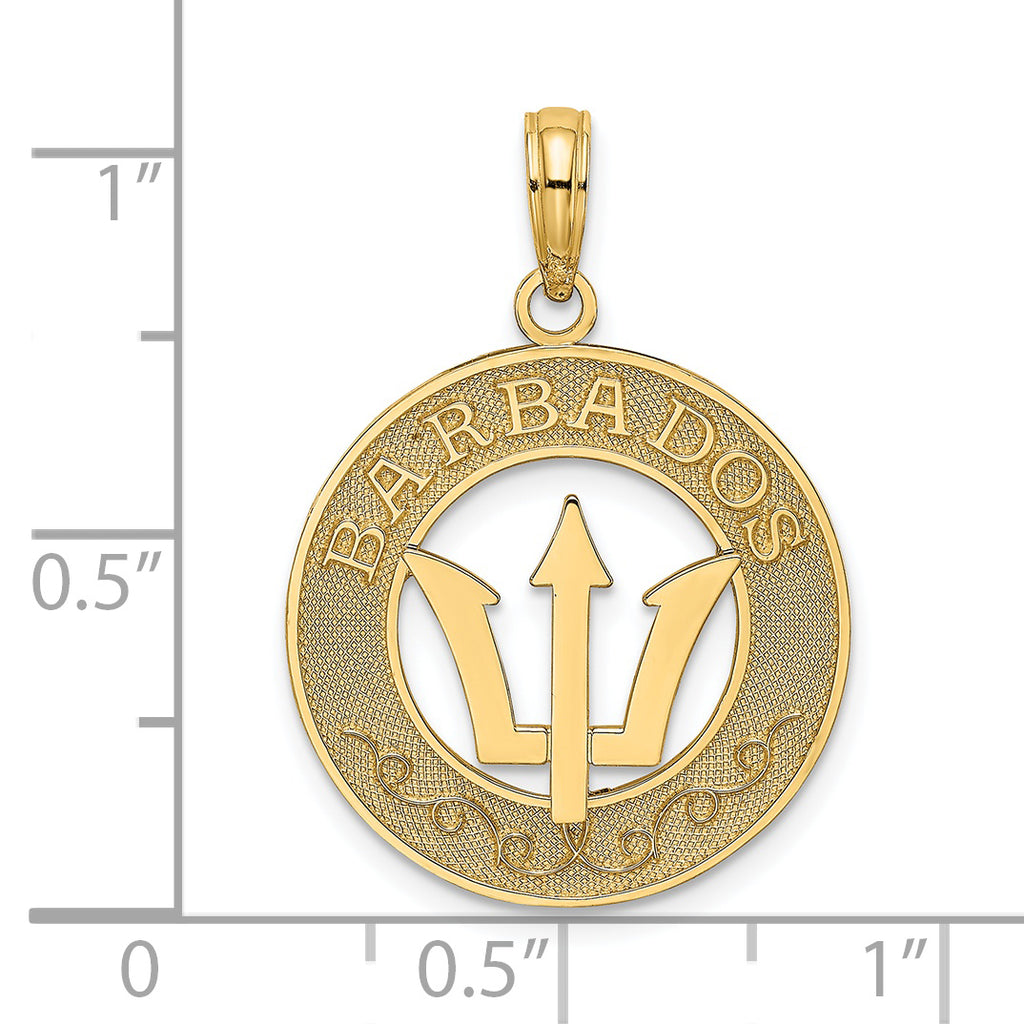 14K BARBADOS w/Trident Spear Circle Charm