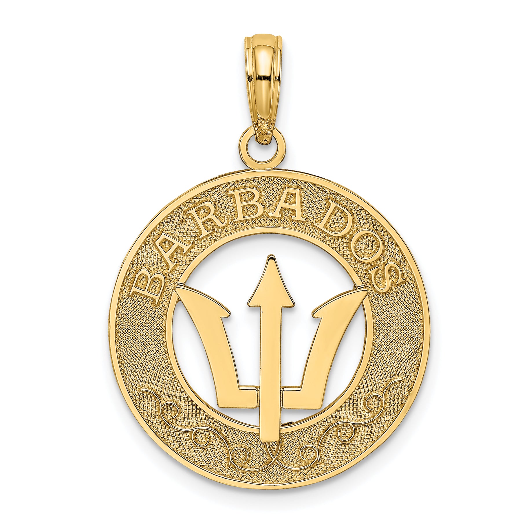 14K BARBADOS w/Trident Spear Circle Charm