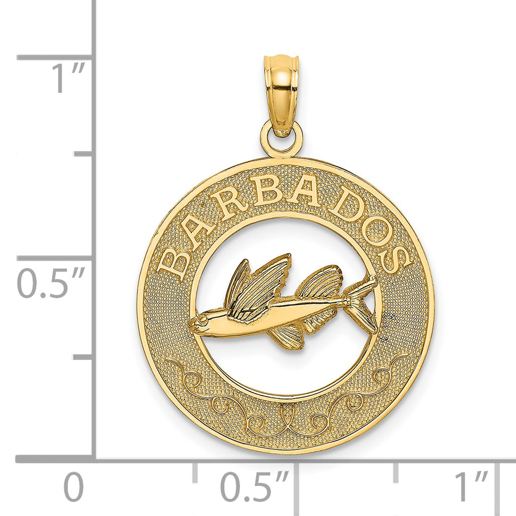 14K BARBADOS w/Flying Fish Circle Charm