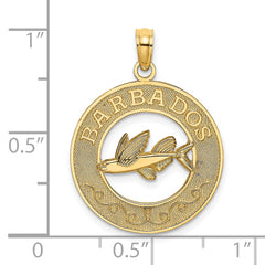 14K BARBADOS w/Flying Fish Circle Charm