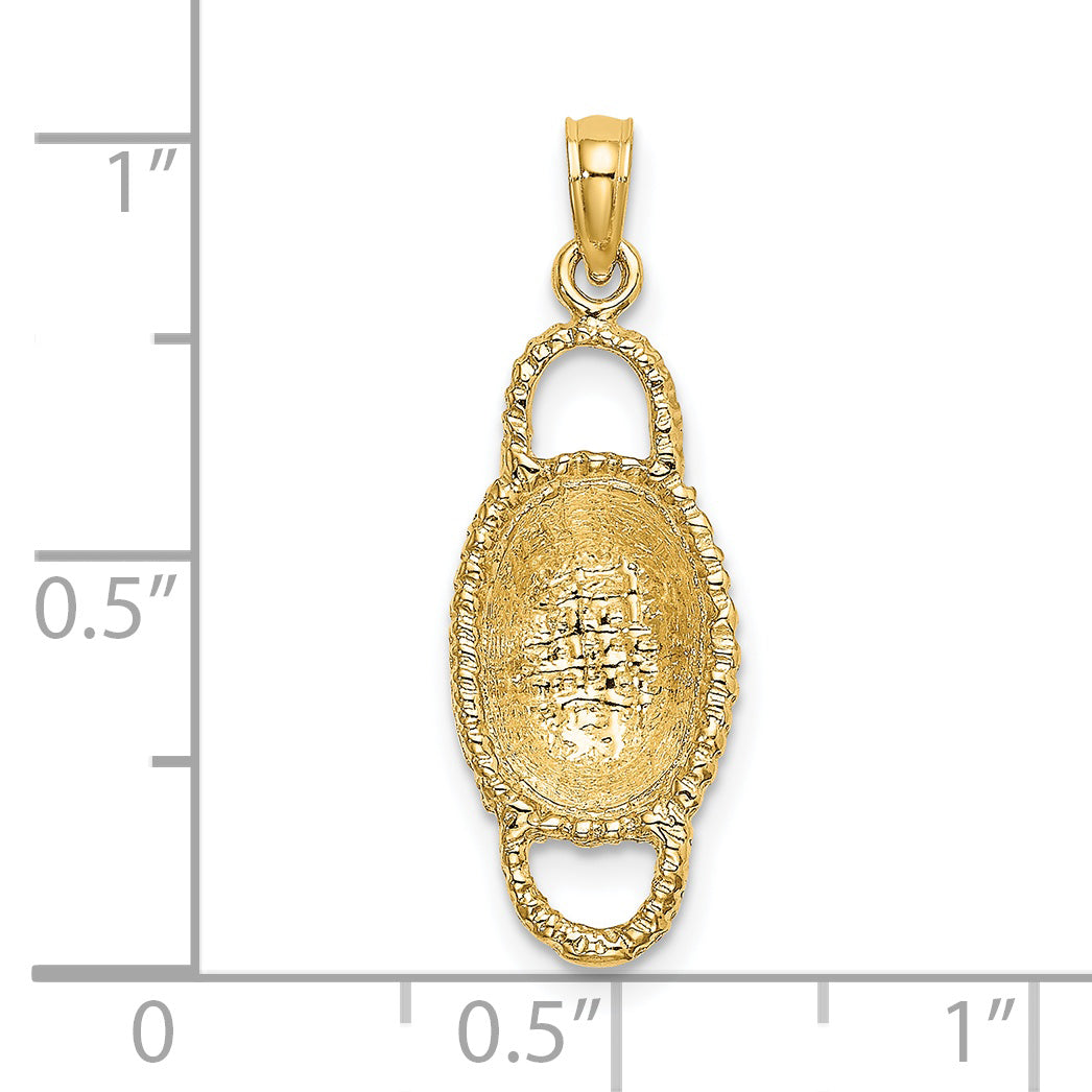 14K 3-D 2 Handles Oval Basket Charm