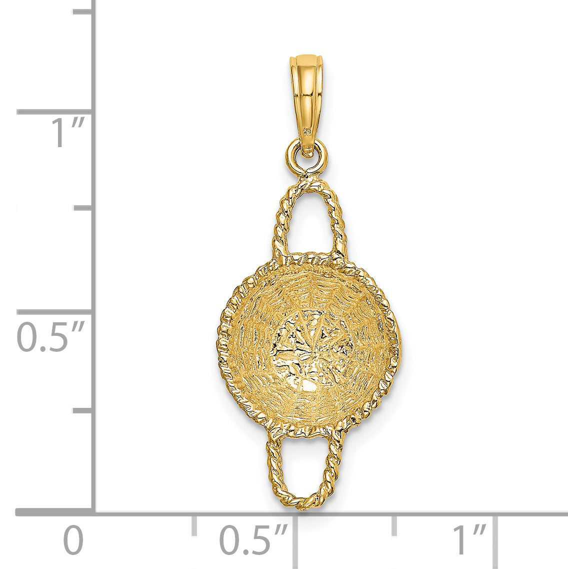 14K 3-D 2 Handles Round Basket Charm
