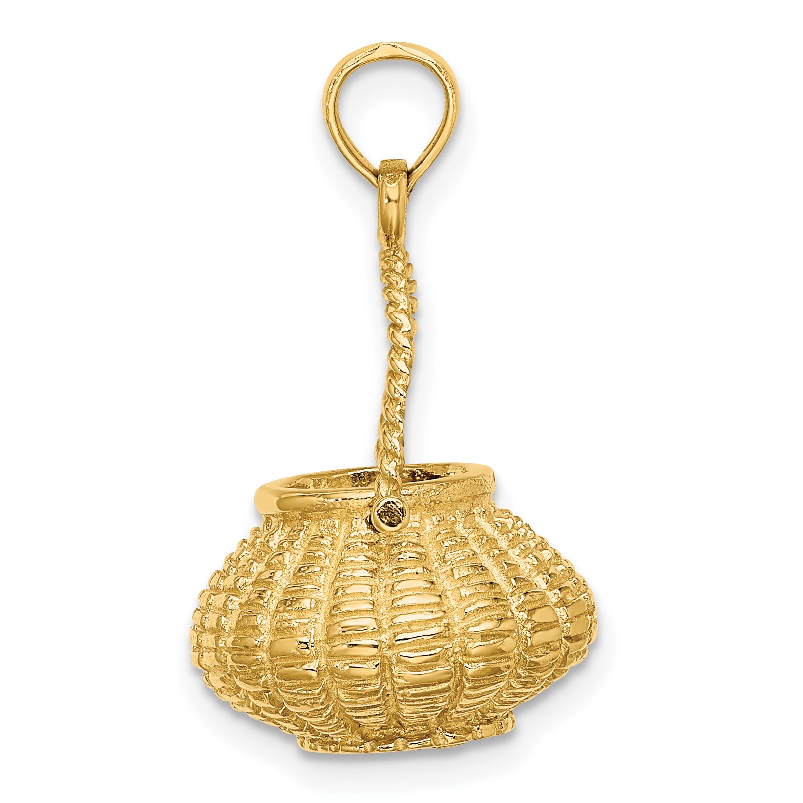 14K 3-D Moveable Handle Flower Basket Charm Secondary image