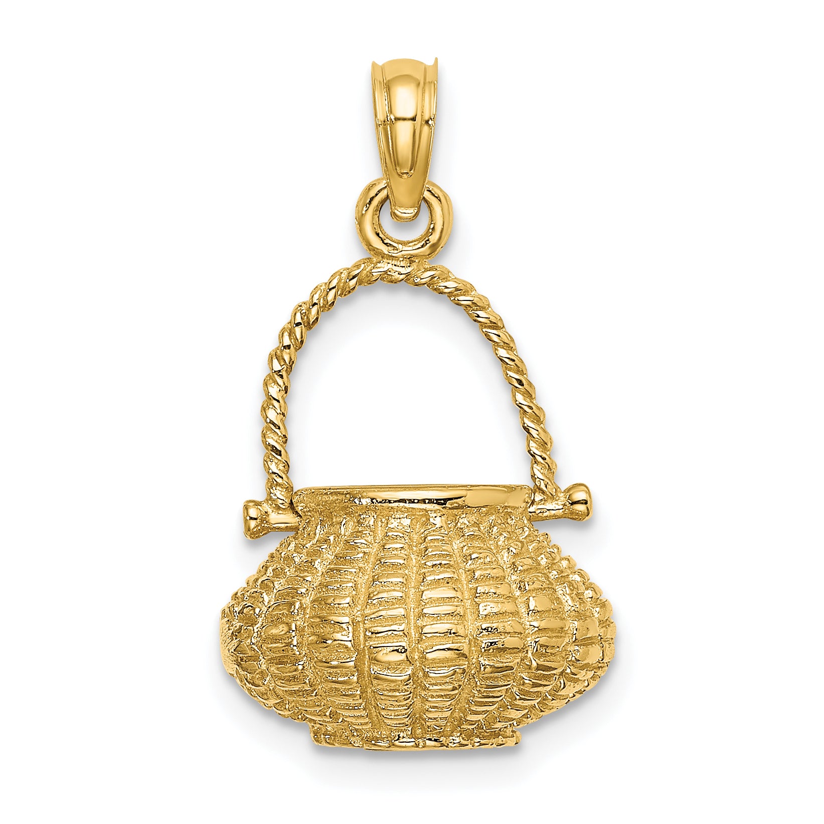 14K 3-D Moveable Handle Flower Basket Charm Main image