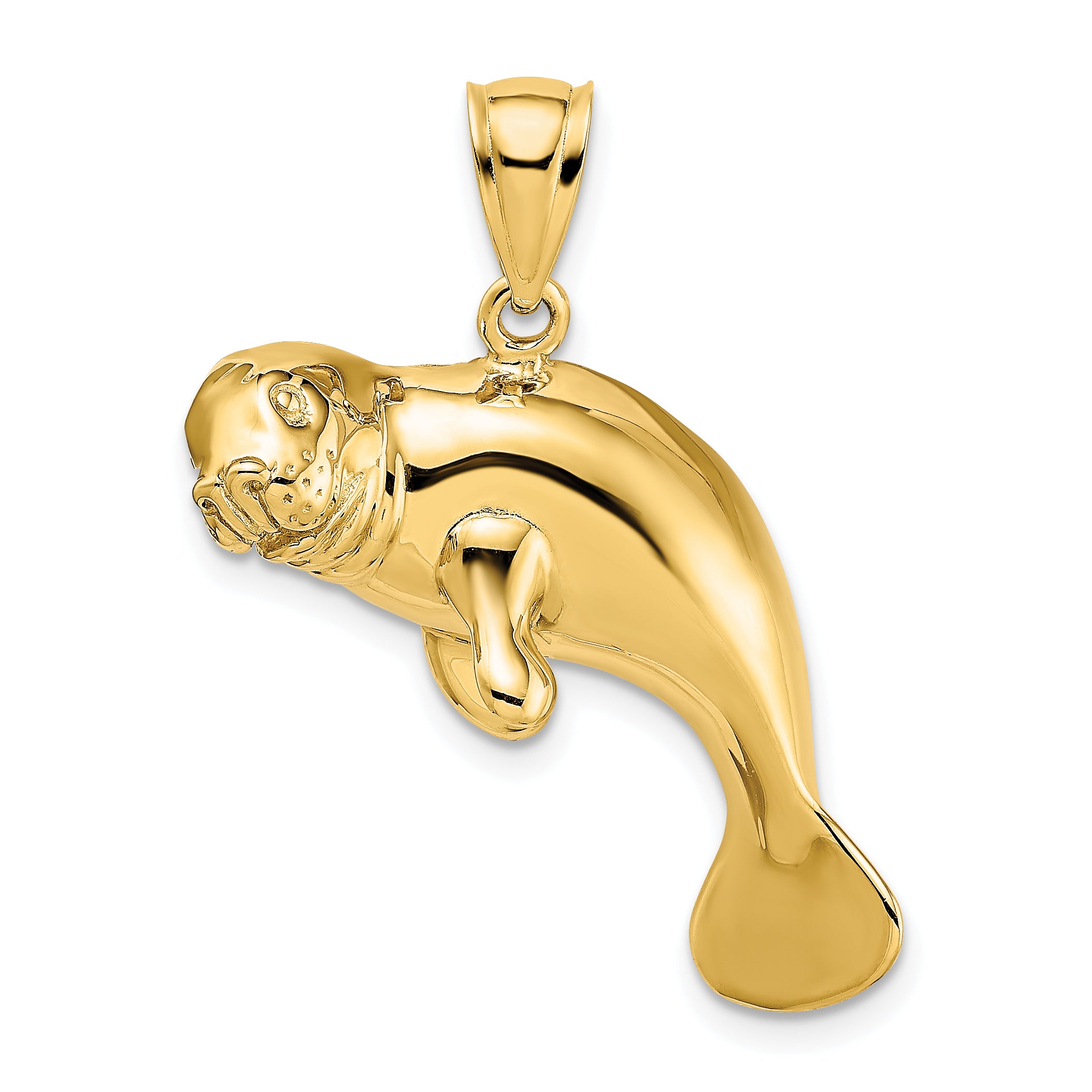 14K 2-D /Polished Swimming Manatee Charm Main image