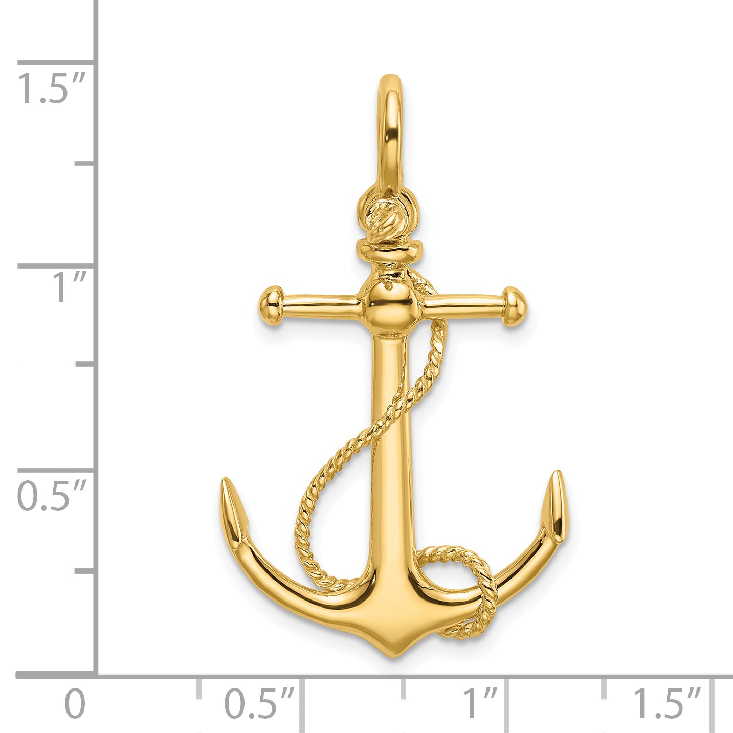 14K 3-D Anchor W/Long T Bar and Shackle Bail Charm