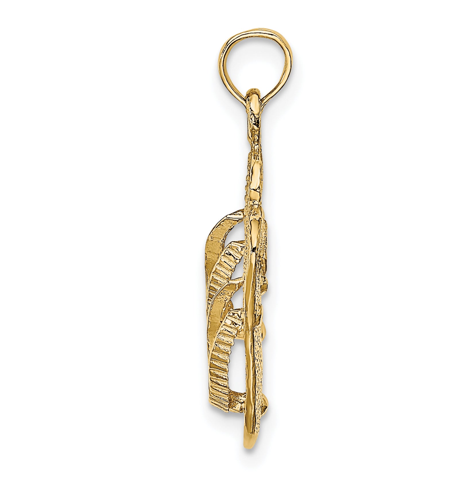 14K Large Textured Strap Double Flip-Flop Charm Secondary image