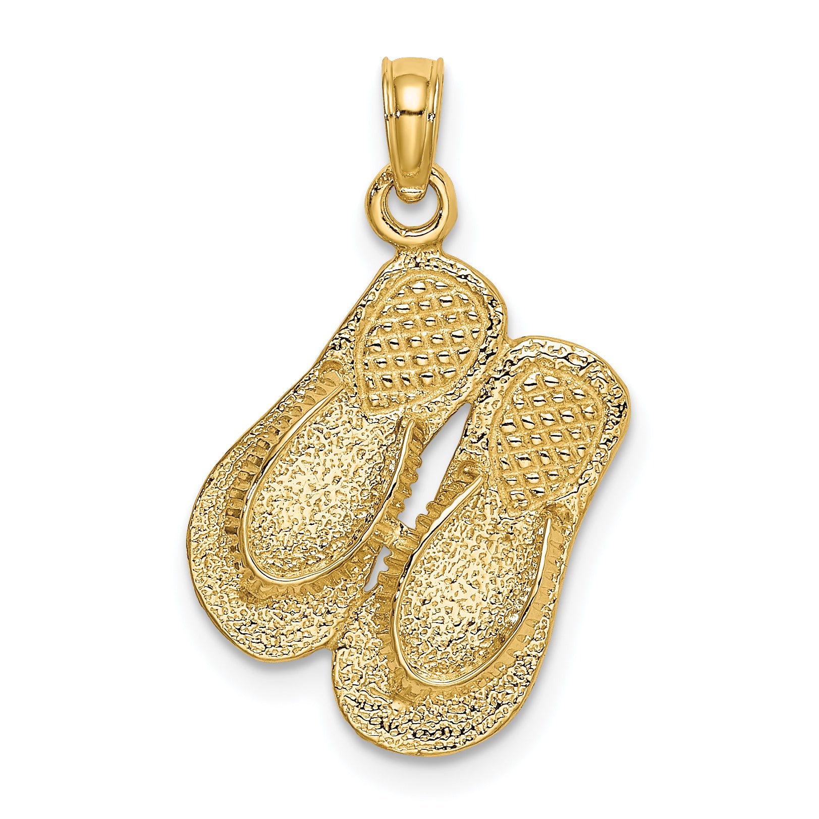 14K Large Textured Strap Double Flip-Flop Charm Main image