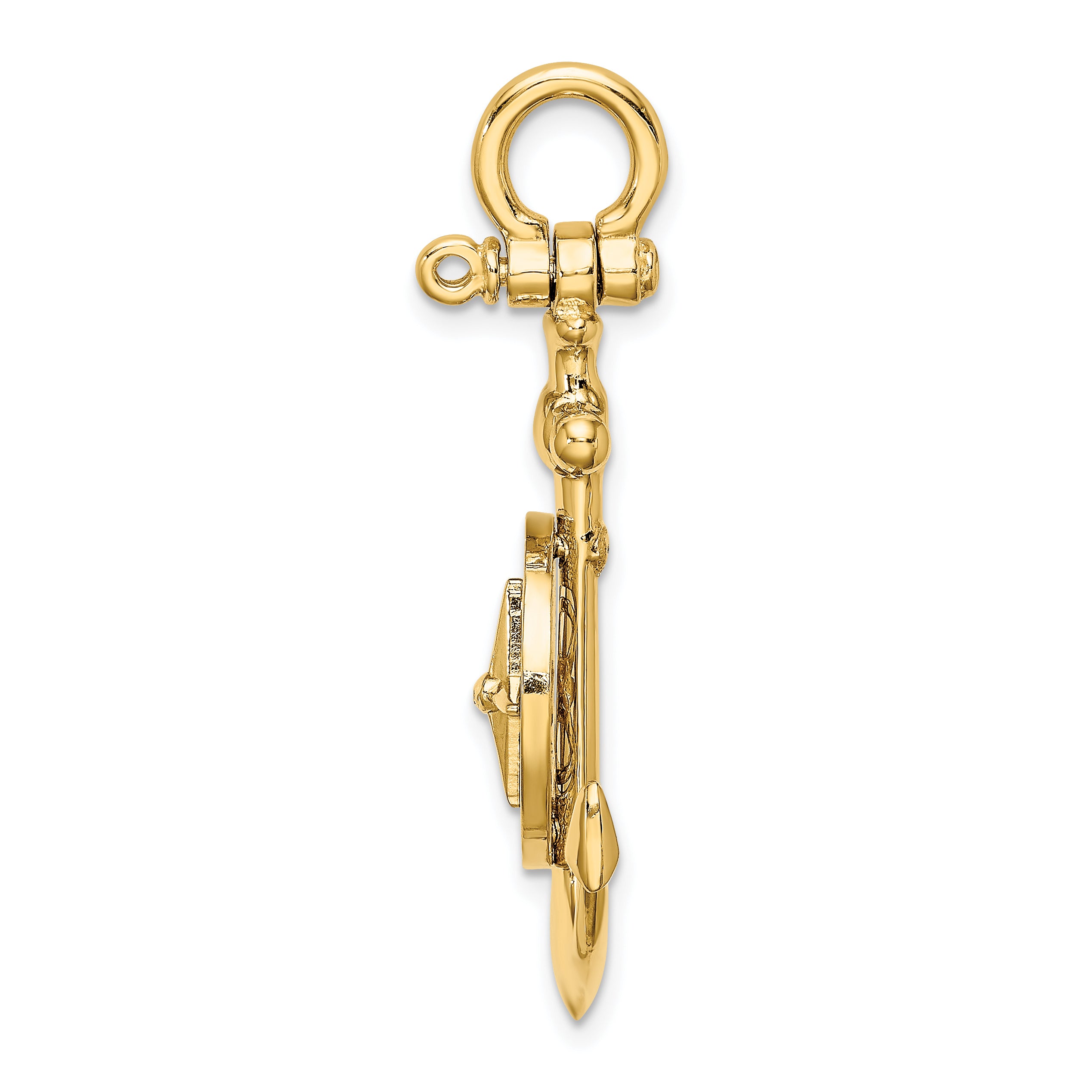 14K 3-D Small Anchor w/ Nautical Compass Charm