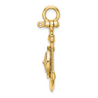 14K 3-D Small Anchor w/ Nautical Compass Charm