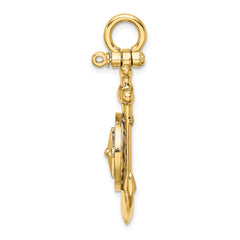 14K 3-D Small Anchor w/ Nautical Compass Charm