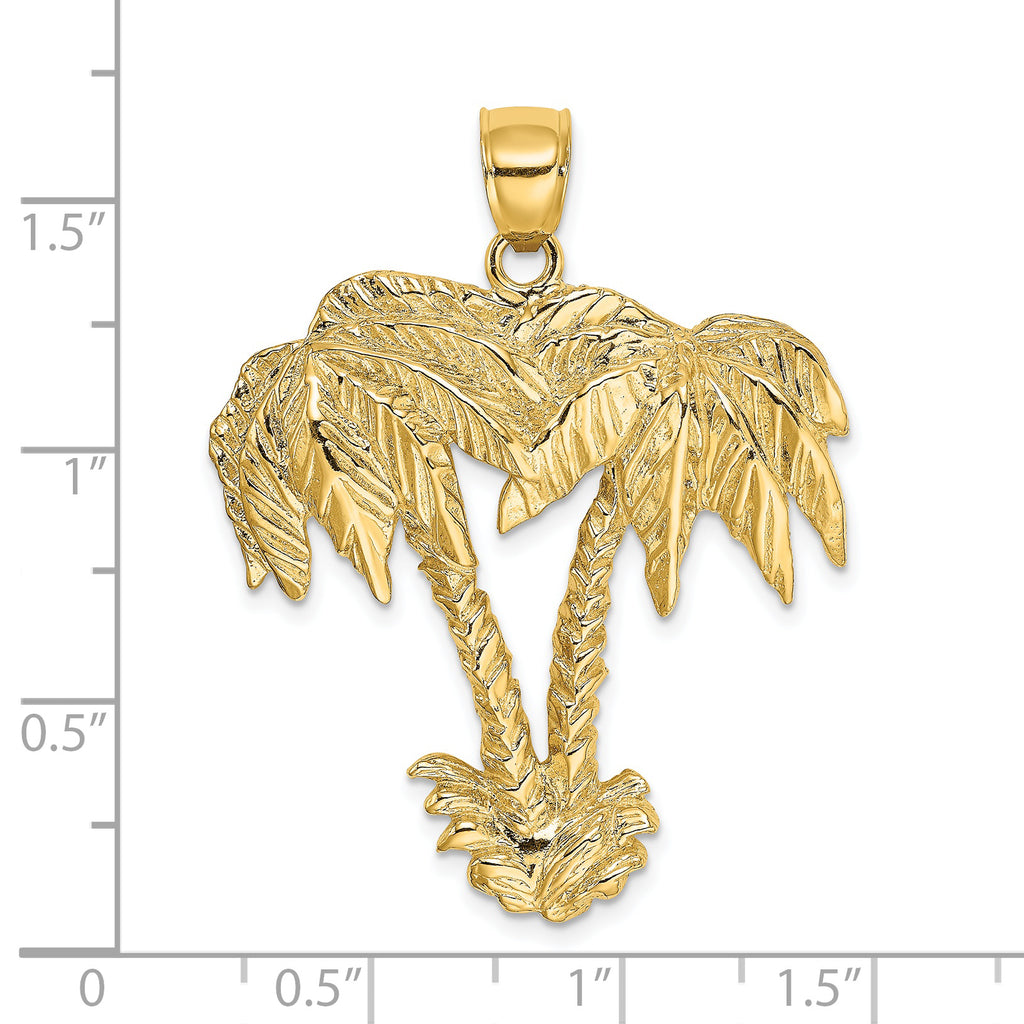 14K 2-D Double Palm Trees Charm