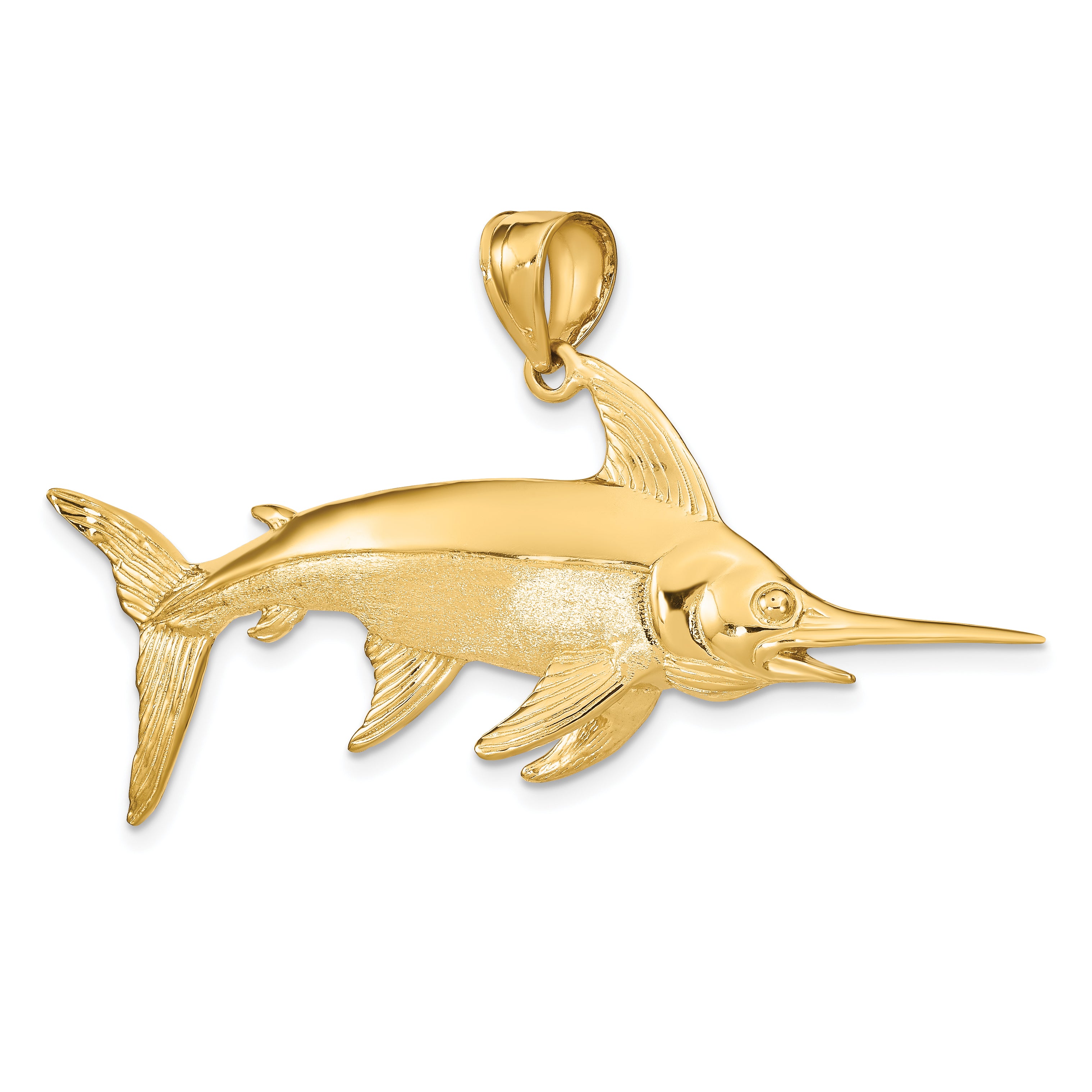 14K 3-D Polished/Satin Swordfish Charm